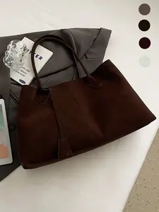 2025 Autumn/Winter New Fashion Large-Capacity Retro Lazy Style Underarm Tote Bag for Women High-End Feel Handbag, Simple Casual Relaxed Vibe Shoulder & Hand-Carry Bag Pu Tote Satchel