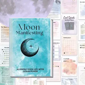 Jaiiman 80 Pages A5 Moon Manifestation Diary, Soft Cover Notebook, Comprehensive Lunar Phase Guide, Professional Use, Personal Office, Gift Suggestion Card Layout