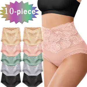 JOGLAKOL High Waisted Panties for Women Soft & Breathable Everyday Underwear Tummy Control Lace Panty S-XXL