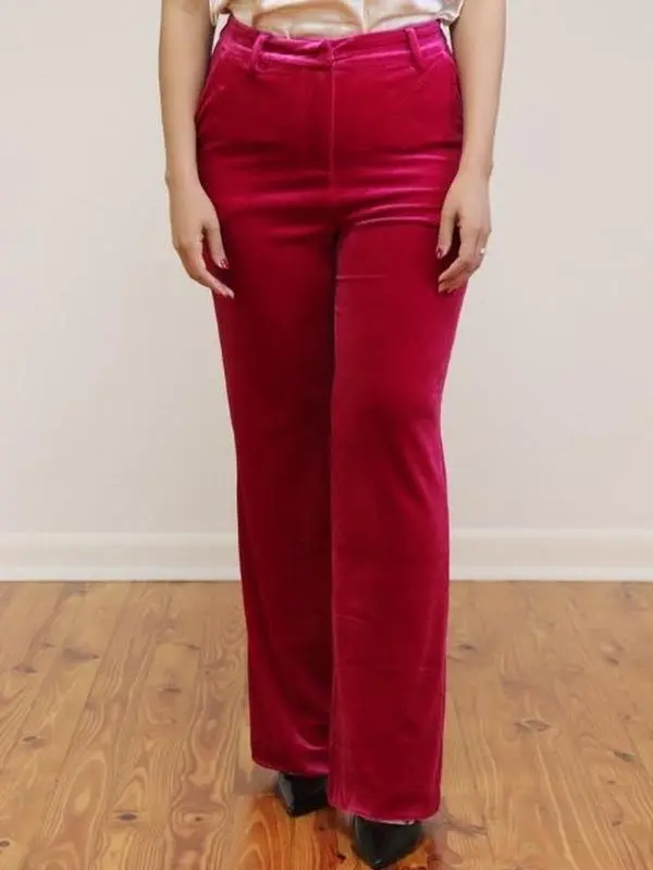 Velvet Wide Leg Pant Magenta - Detailed Description Not Provided