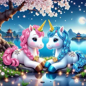 5D DIY Unicorn Crystal Diamond Painting Kit, Unframed Wall Art Decor, Perfect Gift for Holidays & Birthdays, 30x30cm, Indoor Decoration