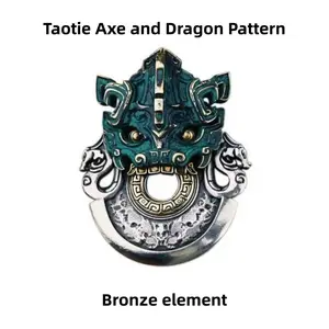 Peach Amulet Pendant - Wide-mouth design featuring a fierce beast, brings wealth and fortune from all directions, wards off evil and protects from harm, a fashionable accessory for Taoist blessings and jewelry