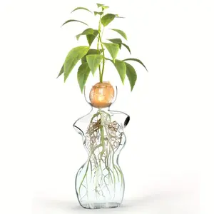 Elegant Glass Silhouette Vase for Plant Propagation, Modern Plant Vase for Avocado Cuttings and Seedlings, Stunning Home Decor Centerpiece, Home Decorative Vase, Decorative Flower Vase