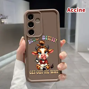 Compatible with Galaxy S24 Plus S25 S23 S22 Ultra S24+ Phone Case Sassy Cow Attitude Soft TPU Anti-Slip Rugged Durable Phone Cover for Boy
