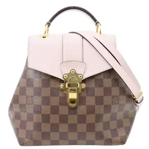 Pre-owned Louis Vuitton Canvas and Leather Backpacks Clapton Damier Ebene Backpack Bag Magnolia