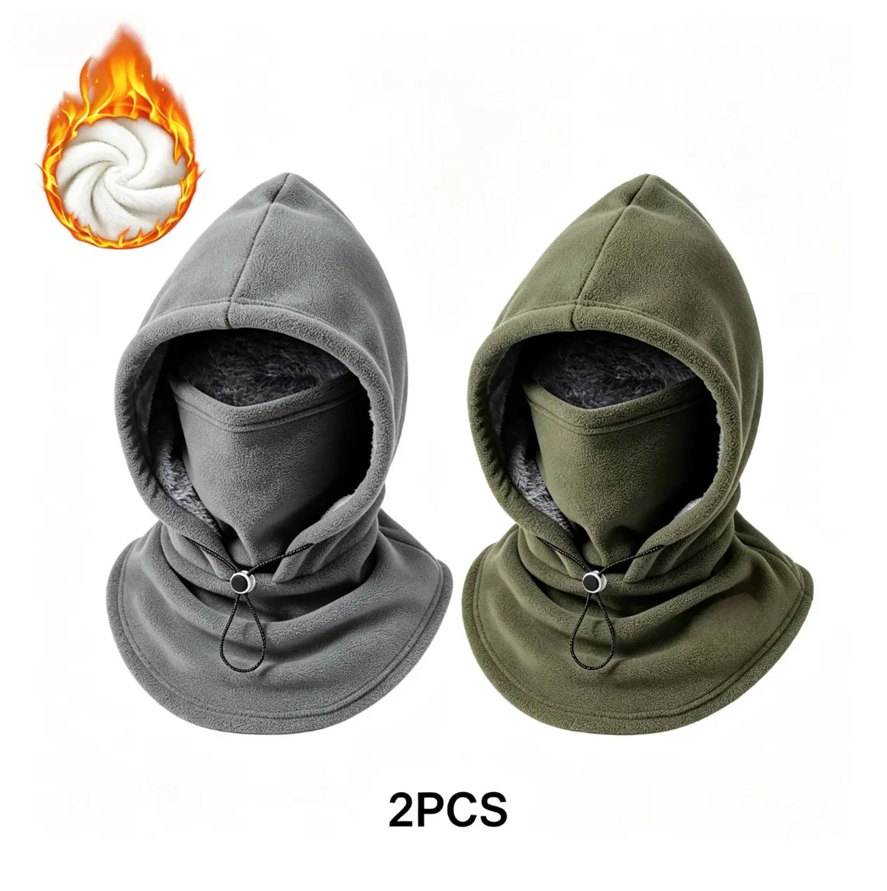 2-piece integrated flannel warm face mask and hat, windproof and warm for outdoor cycling, autumn and winter style, warm hat with neck visor.