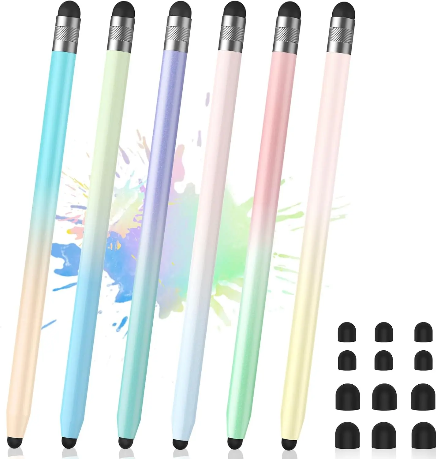 6Pcs , Pen for Touchscreen, 2-in-1 Pen for iPad | High Precision and Sensitivity Double Rubber Tips, Compatible with iPad/iPhone/Android Tablets and Touch Screen