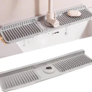 Kitchen Sink Faucet Mat, Silicone Folding Splash Guard, Draining Mat with Button Lock, Sink Faucet Protector, Sink Accessories for Kitchen Household Items Cleaners