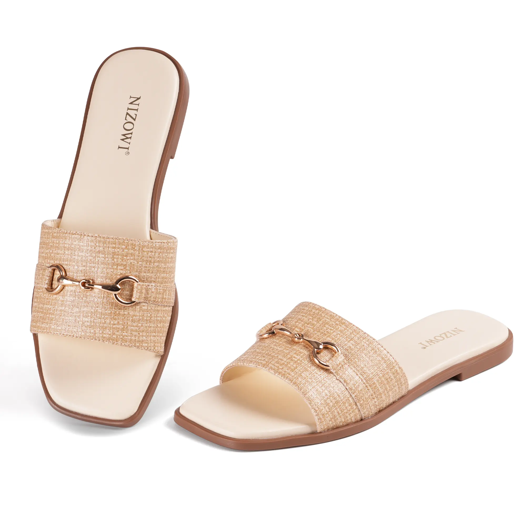 NIZOWI Women's Fashionable Flat wide fit Sandals with Square Open Toe & Slip-On Design Comfortable Leather Summer Footwear Shoe for Girls 2025 Trend platform sandals ladies sandals 2025 elegant sandals