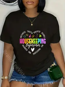 100% Cotton Unisex Housekeeping Supervisor Appreciation Heart T-Shirt Vingate Printed Casual Round Neck T shirt