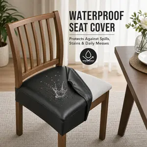 Chair Covers,Waterproof Seat Covers for Dining Room Chairs Set of, Easy to clean, All Season Use, Contemporary Style,Pu Leather Chair Seat Slipcovers Dining Chair Cover Removable Washable Chair Protctor Cover,Rear Covers