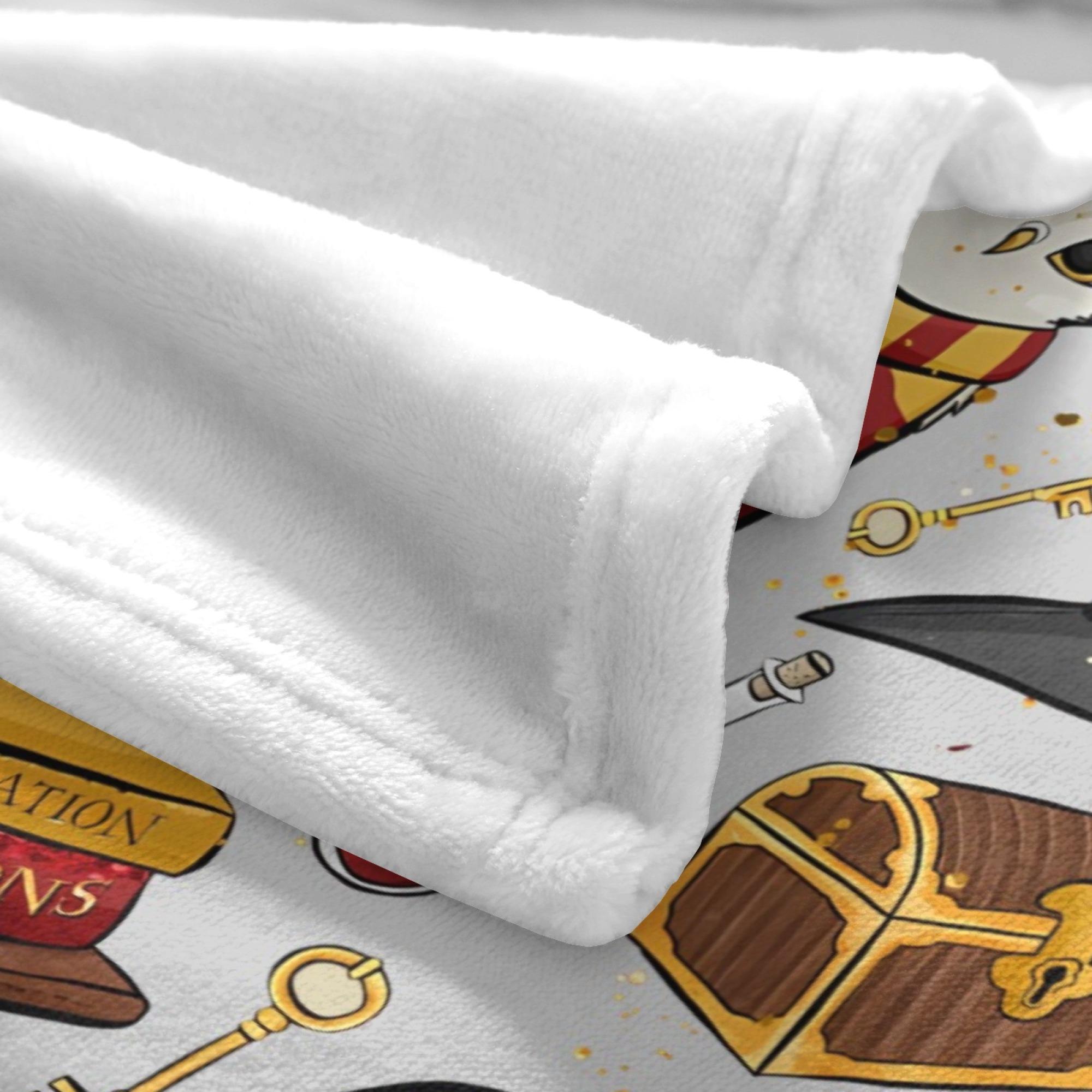 Magical Wizard Items Blanket, Hedwig Owl & Spell Books Flannel Throw, Soft Warm Blanket for Sofa & Bed 30x40 40x50 50x60 60x80inch