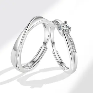 Mobius Couple Rings for Men and Women, Open Rings, Fashion Zircon Rings, Interlocking Couple Rings
