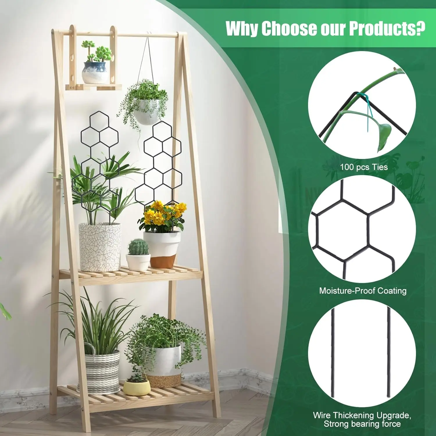 Small Trellis for Potted Plants, 15.94 inch Metal Plant Trellis 2 Pack
