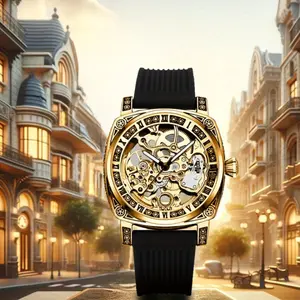 Men's Vintage Silicone Watch for Urban Explorers, Automatic, Retro Carved Dial, 30M Resistant, Stylish & Durable. Styling Belt