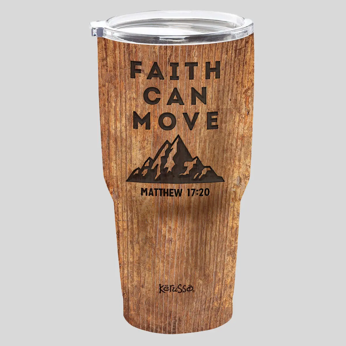 Kerusso 30oz Stainless Steel Vacuum Flask Tumbler with Lid - Wood Look, Hot/Cold Faith-Inspired Kitchen Drinkware for Coffee