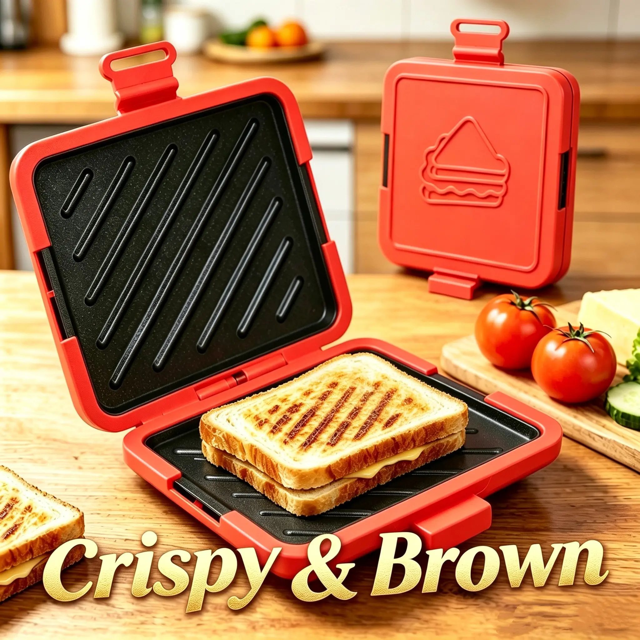Microwave Sandwich Maker Toasite Non-Stick Grill Plate, Toastie Machine, Sandwich Toaster, Nonstick Grill, No Power Needed, Wireless, Time-Saving, Quick, Dishwasher Safe