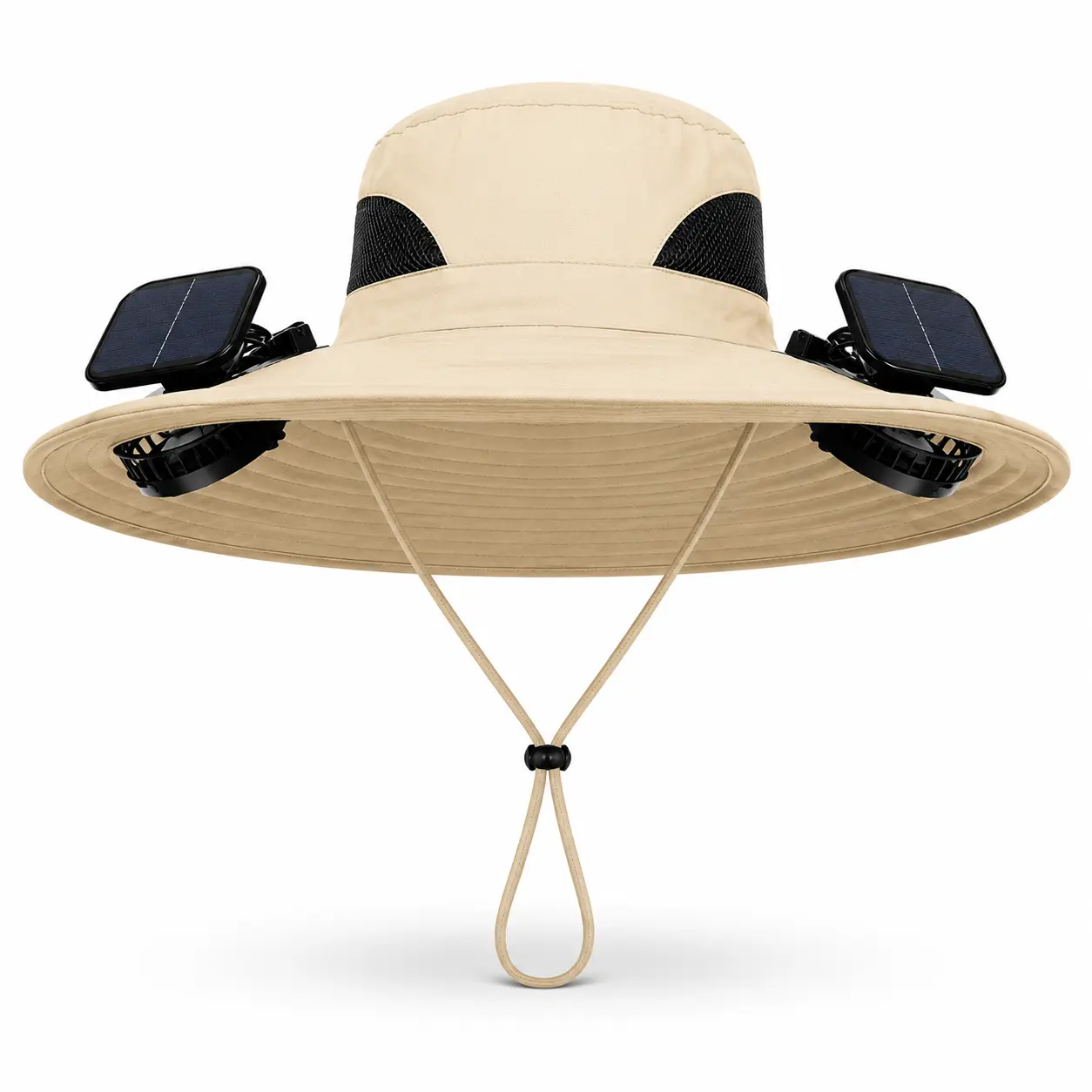 Multifunctional Solar Fan Sun Hat - Adjustable Sunscreen Hat, UPF50+ UV Protection Wide Brim Polyester Fabric, Dual USB & Solar Charging, Waterproof Windproof Cooling Ventilation for Camping, Unisex Summer Outdoor Wear