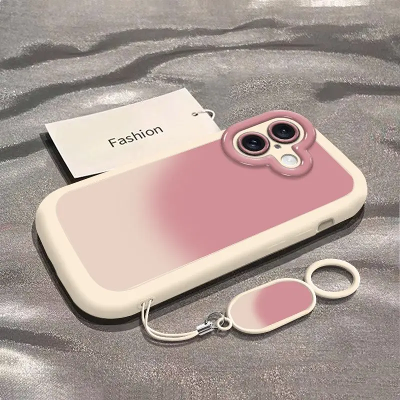 Customized Bracelet-Style Gradient Pink-Black TPU Phone Cover Casing - Stylish Shockproof, Anti-Drop Soft Shell for iPhone 17/16 Pro Max/15/14/14plus/13/12, Shock-Resistant Cellphone Accessory, Shockproof Soft Shell, Stylish Shockproof Cover