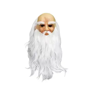 Blad Santa Claus Mask Old Man Masks Accessories With Big Beard Realistic Helmet Halloween Party Props Pranks Roleplay Chirstmas Supplies Amusement Gift Christmas