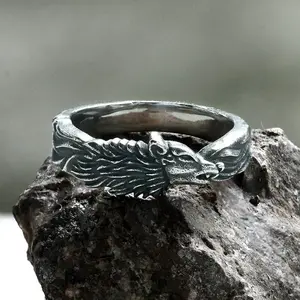 GTHIC Wolf Loyalty Stainless Steel Ring Fashion Accessories for Men and Women Birthday Mother's Day Gift