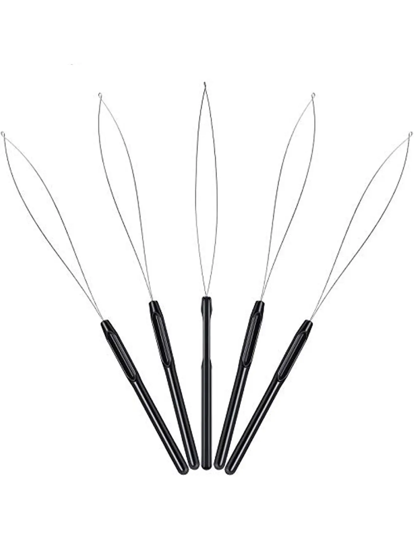 10 Pieces Hair Extension Loop Tool Kit with Beading Equipment, Ring Pull Through Tool for Hair or Feather Extensions, Hair Loop Tools