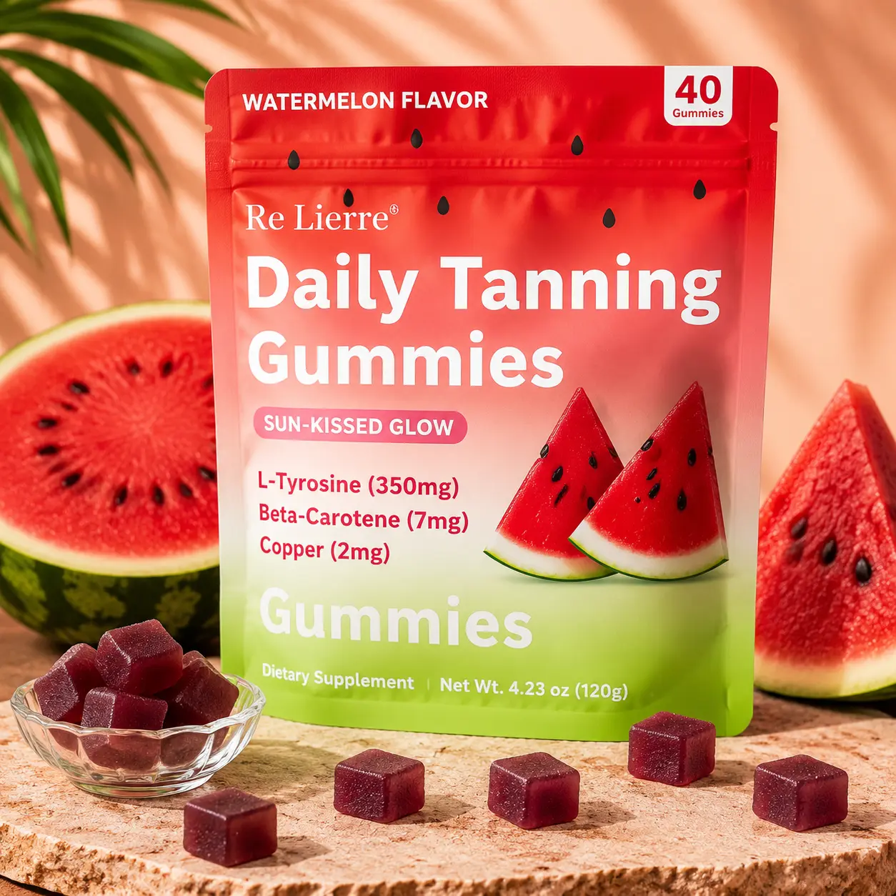 Tanning Gummies, Vitamin C & E Antioxidant Dietary Supplement, Chewable Nutritional Gummies for Daily Wellness Support