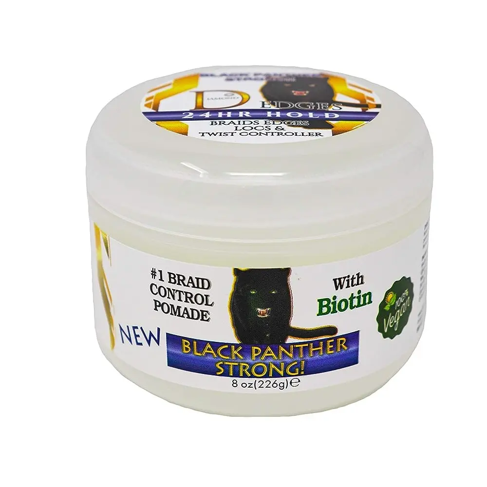 Black Panther Vegan Pomade for edges, mens grooming, ponytails, locks, twists, braids by the brand you trust Black Panther Strong