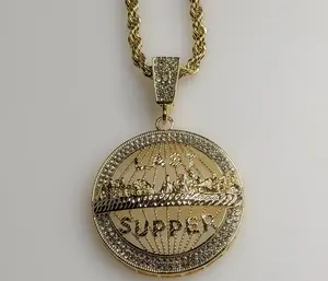 Plated Large The Last Supper 4mm Rope/Braided Chain Necklace