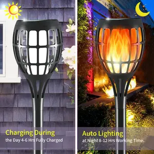 Outdoor Solar Lawn Lights Set of 4, LED Flame Pathway Lights, Waterproof Garden Decor, Energy Saving Easy Install, Perfect for Halloween Christmas Gifts