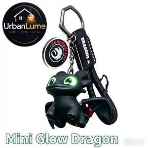 Cute Cartoon Mini Dragon Eye Keychain with Glow Eyes - White Portable Lighting Bag Charm Decor, Mini Gifts for Cartoon Lovers, Suitable for Keys, Backpacks