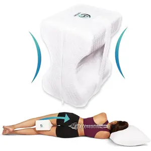 Ergonomic Knee Pillow for Side Sleepers – Cooling Leg Pillow for Side Sleeping – Sciatica Pain Relief Pillow with Strap for Hip and Back Pain – Knee Pillow for Sleeping on Back