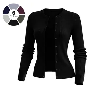 Women’s Lightweight Ribbed Knit Cardigan Sweater – Long Sleeve Button Down, Soft Slim Fit, Casual Spring Outfit Top