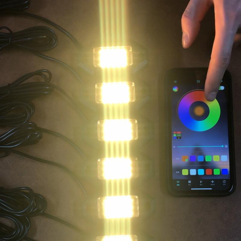 8/10/12pcs RGB LED Rock Lights for Truck Semi Offroad Pickup Trailer Sedan Boat, 12V Waterproof APP Control Music Mode Underglow Neon kit with Extension Wires, Wheel Well Lights
