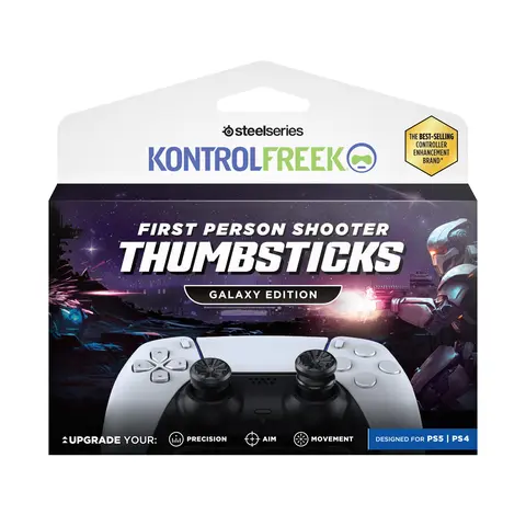 KontrolFreek FPS Freek Galaxy Black Rubber Twin Gaming Controller Hand Grips for PS4, PS5 - 2 Performance Thumbsticks (1 High-Rise, 1 Mid-Rise), Increased Accuracy, Enhanced Movement, Better Games Control | Console Accessories