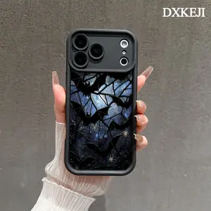 Gothic Stained Glass Bats Pattern Phone Case, Soft Silicone, Fully Protected and Shockproof For iPhone 17 16 15 Pro Max 14 13 12 11 Plus Air Cover