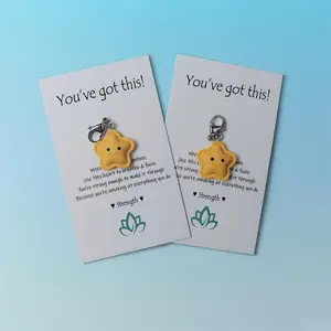 Mini Star Keychain Set with Inspirational Cards, Perfect for Valentine's Day Gifts, Fun Classroom Kindness Tokens, Ideal for Weddings & Halloween
