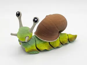 Articulated 3D Printed Snail Toy 4.25" – Flexible Fidget Desk Pet Slug – USA Made – Assorted Green & Brown Color Variations