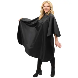 Professional Collection Poly Chemical Cape, Professional Hair Salon Styling Cape with Adjustable Snap Closure, Black, 58" L x 47" W Haircare Lightweight