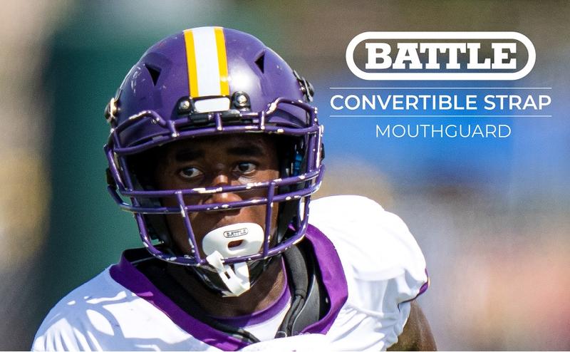 Battle Oxygen Lip Protector Mouthguard with Convertible Strap – Football and Sports Mouth Guard – Maximum Oxygen Supply – Mouthpiece Fits With or Without Braces – Impact Shield Covers Lips and Teeth