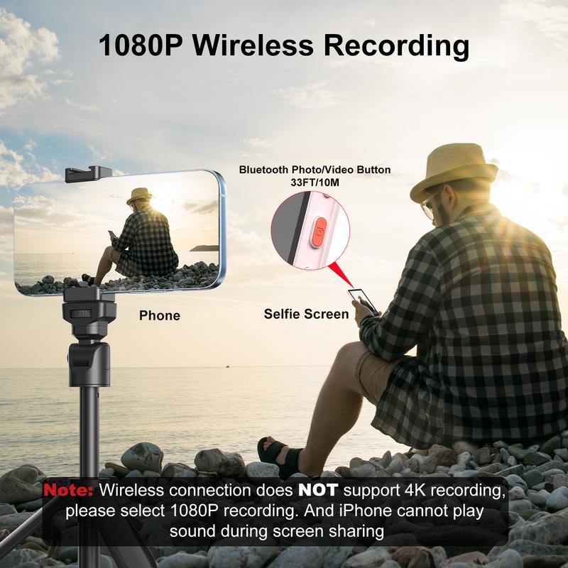 Newmowa Magnetic Phone Vlog Selfie Monitor Screen, 1080P Wireless Recording, Using Phone Rear Camera for Selfie Vlog Live Stream TikTok, Compatible with iPhone(Support 4K 30fps Wired Recording)