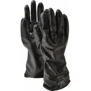 SHOWA Size XL (10), 14" Long, 14 mil Thick, Butyl Chemical Resistant Gloves Smooth Finish, Rolled Cuff, ANSI Abrasion Level 0, ANSI Cut Level 0, ANSI Puncture Level 0, Black 874-10