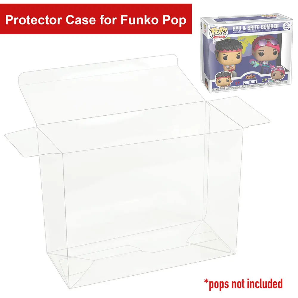 Large Clear Plastic Box Protective Display Cases for Funko 2 Pack 4″ Collectible Figures, Transparent Showcase, 6.5x8.25x3.62 in Storage Organizer Containers