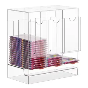 Acrylic Card Display Stand, Transparent Storage Box, Trade Card Box, Push Bag Distributor, Durable Storage Solution for Collectors & Gamers