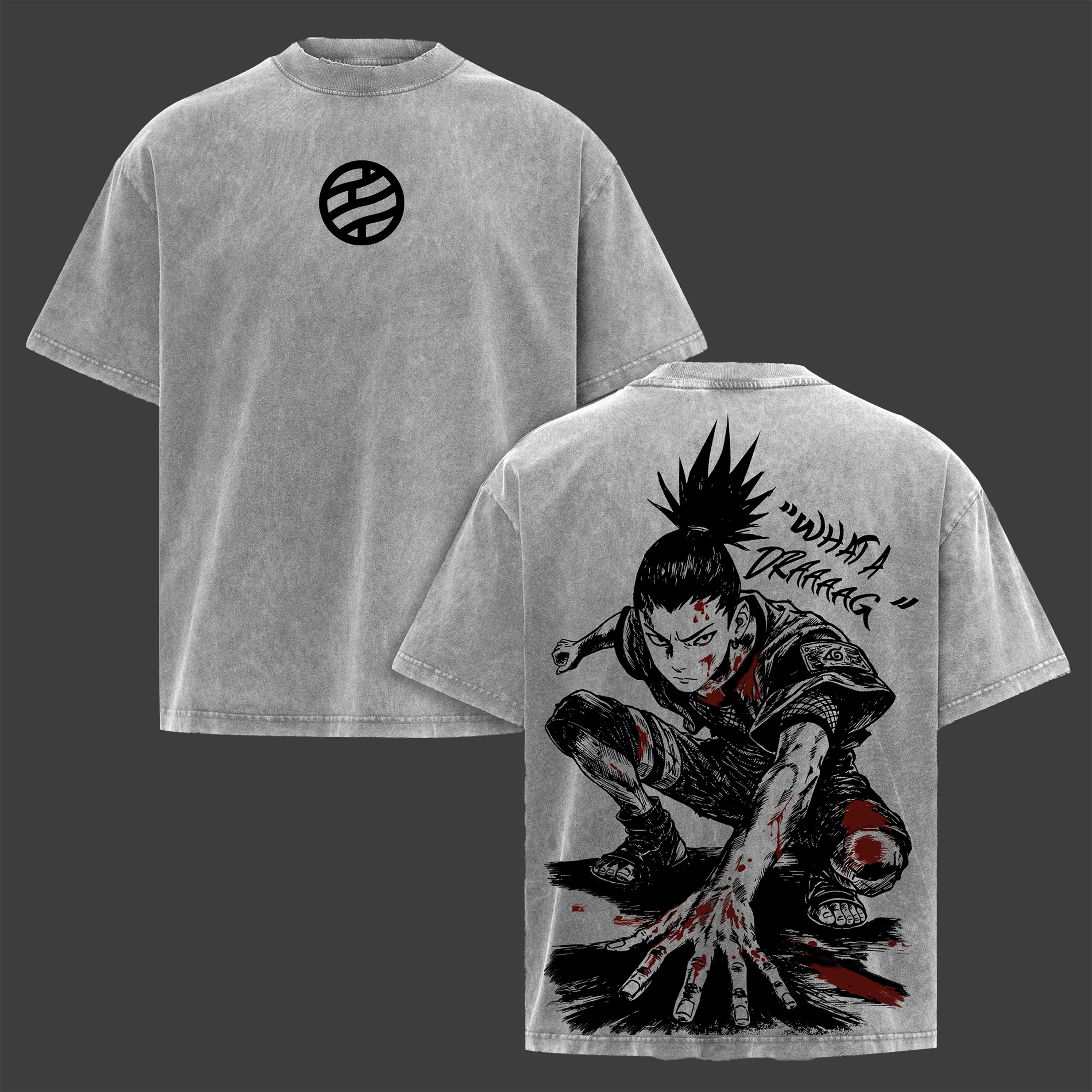 Shikamaru Nara - Naruto Anime Double Printed Vintage Washed Unisex Oversize Anime Manga Washed Heavyweight Cotton T-shirt, gifts For Anime Fan, Anime Lover
