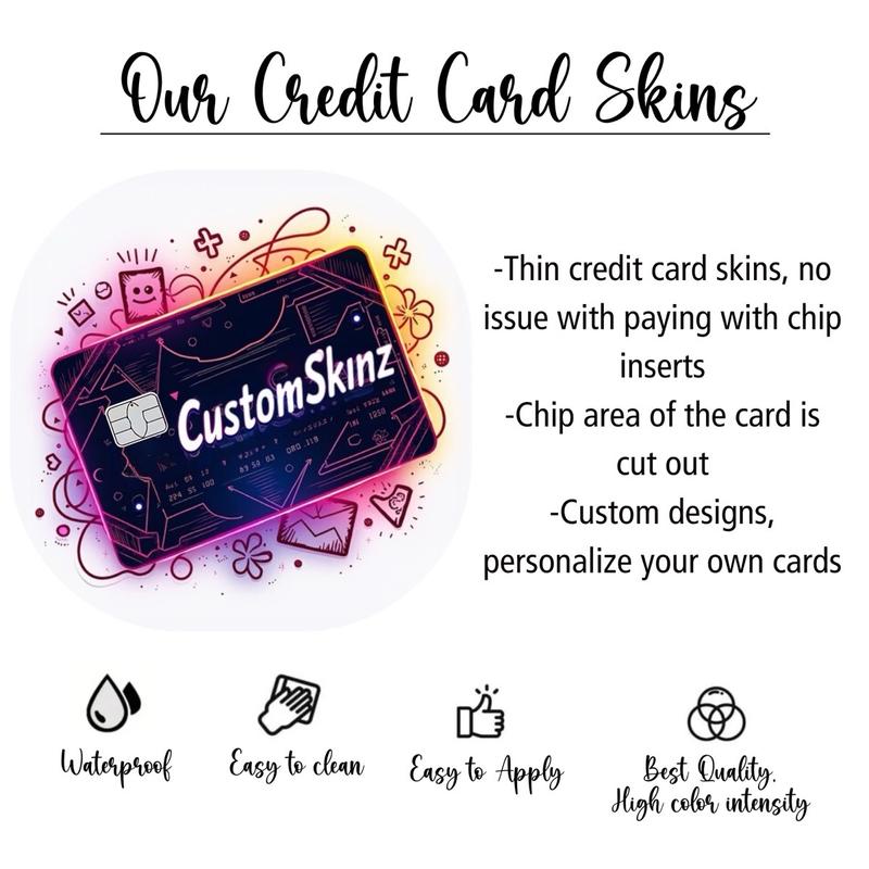 Custom Holographic Credit Card Decal Sticker Card Skin Vinyl Sticker Card Cover stylish Debit Skin Cover- For Small Chip and Big Chip