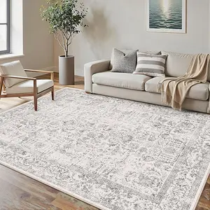 Vintage Area Rug Machine Washable Kitchen Distressed Non Slip Carpet Indoor Retro Floral Accent Throw Rug for Bathroom Office Bedroom Dining Room