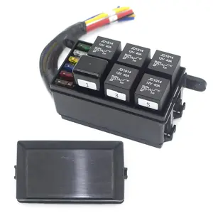 6-Way 12V Car Fuse & Relay Box with Pre-Wired 40A 4-Pin Relays Auto Retrofit Control Holder Multi-Purpose Automotive Universal Relay Block Automotive Accessories