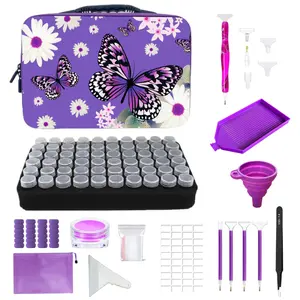 Diamond Painting Tool Kit Set with 60-Compartment Bead Bottle Dust-Proof Portable Storage Case and Accessories for Crafting