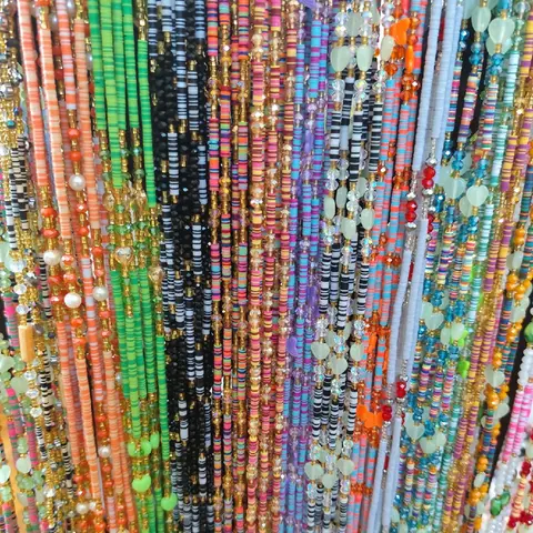 Waistbeads on Sale Vinyl Clay Flat Multicolor Women Adormnent Waistbeads Tie on for Daily Use - Luxury Waistbeads